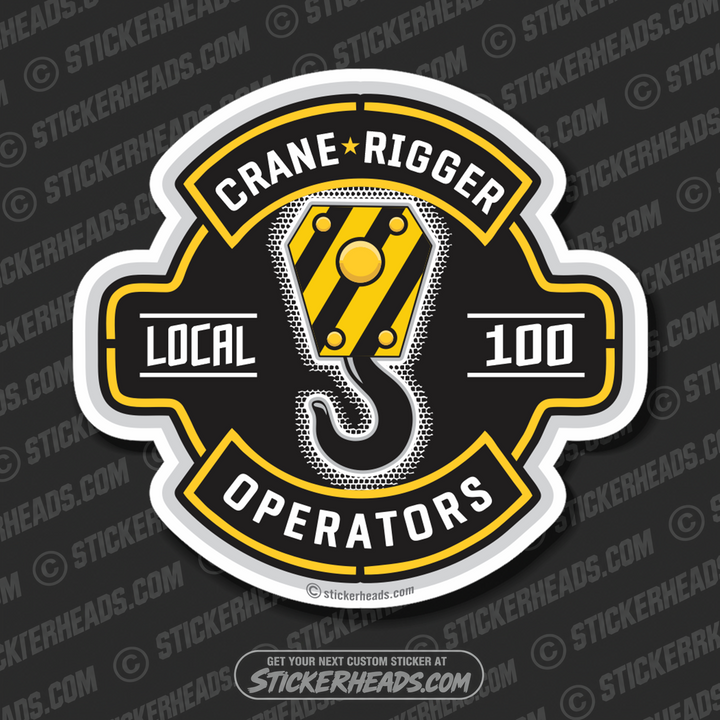 Crane Rigger Riggers Operator Hook ( Deluxe Design ) Custom Text - Crane Operator Sticker