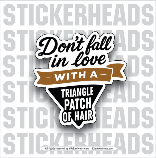 DONT FALL IN LOVE WITH A TRIANGLE PATCH OF HAIR - Funny Work Misc Sticker