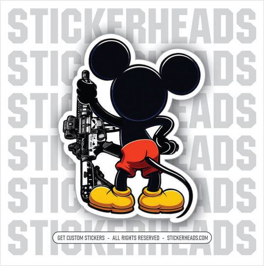 Mickey ( public domain ) Mickey With AR15 AR 15 - PRO GUN GUNS - Funny Sticker