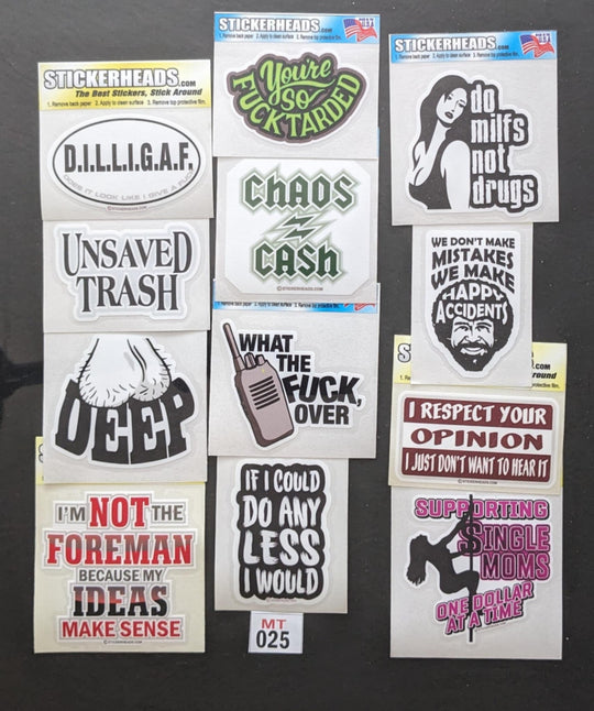 ⭕MT025 - Misc Funny 12-3" Sticker Pack | | Over Run Sticker Deal | |
