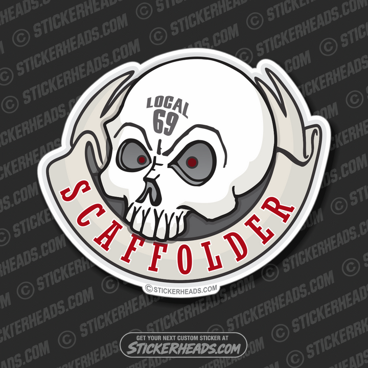 Skull with Banner (Your Local) - Sticker Scaffolder Scaffolding Scaffold