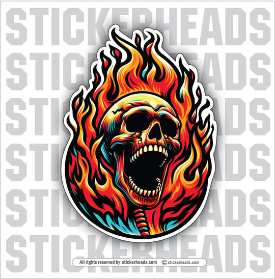 FIRE Skull COLOR - Skull Sticker