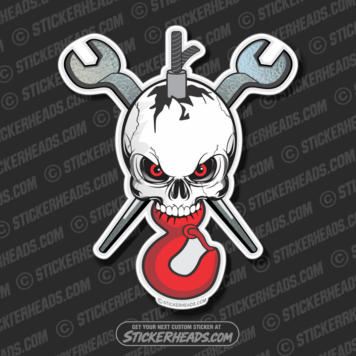 Iron Skull Hook with crossed Spud Wrenches - Ironworker Ironworkers Iron Worker Sticker