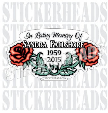 Double Rose With name and dates  -  In Memory Of Sticker