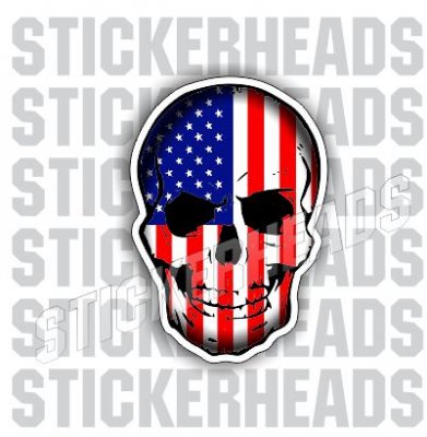 Skull with American Flag - USA Flag Sticker