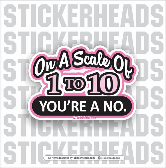 Scale of 1 to 10 you're a NO. - Funny Sticker