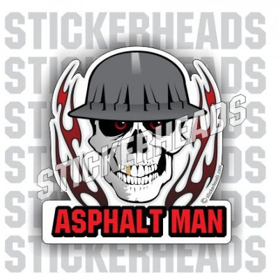 Asphalt Man - Skull with Flames - Asphalt Pavement Road Construction - Sticker