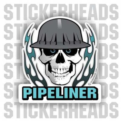 Skull With Flames - Pipe Line Pipeliner - Sticker