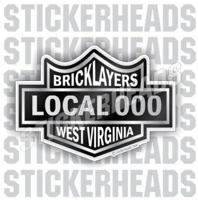 Bricklayer Black Biker Badge - Custom Text - Concrete Brick Mason Sticker