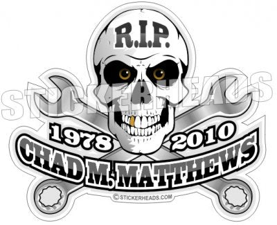Skull & Wrenches RIP - In Memory Of Sticker