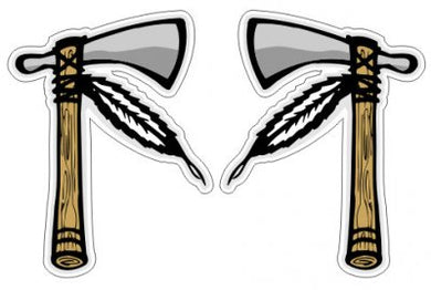 Tomahawks ( 2 Stickers Left and Right )    - Native Indian American Sticker