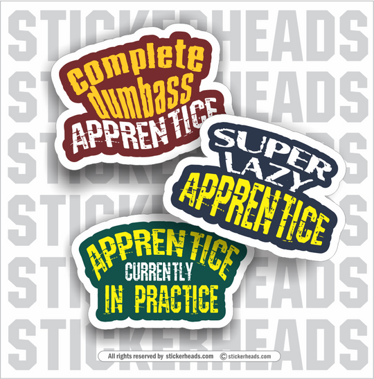 APPRENTICE Insult Saying - UNION MISC WORK - Incentive Funny 3 Sticker Pack