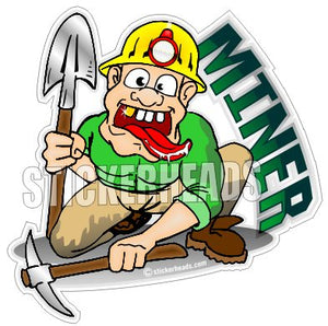 Coal Miner Cartoon Guy  - Coal Miners Mining Sticker