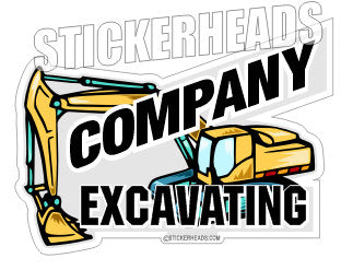 Custom Text - Your Company Excavating - Track Hoe - Heavy Equipment - Crane Operator Sticker
