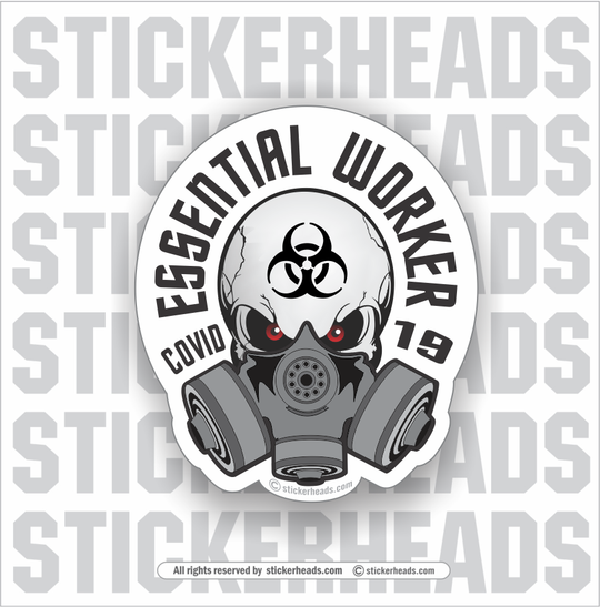 Essential Worker Skull with mask - Coronavirus Covid-19 Pandemic Funny Sticker