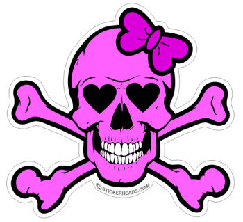 Pink Skull & Bones Bow - Funny Sticker