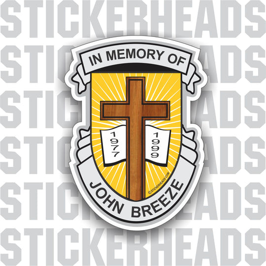 Cross & Bible - Name & dates - In Memory Of Sticker