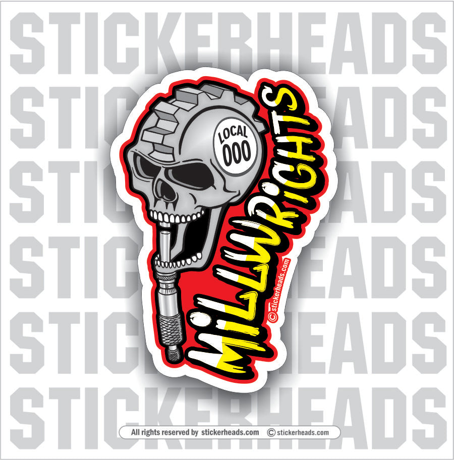 Caliper Gear Skull - Millwright Millwrights -  Sticker
