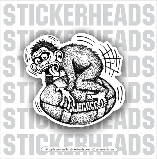Monkey Fucking A Football - Vintage Style - Funny Work Sticker