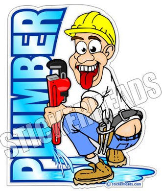 Plumber Cartoon Guy  -  Pipefitters  Plumbers Sticker