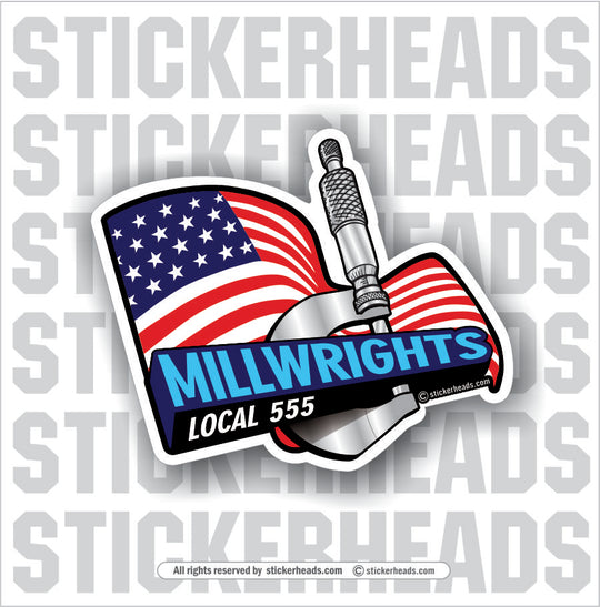 USA Flag Caliper - Millwright Millwrights - Sticker