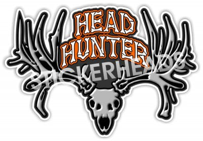Head Hunter with deer Skull - Hunting Hunt Sticker