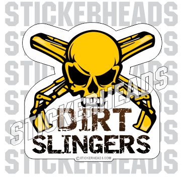 Dirt Slingers - Skull with crossed buckets - Crane Operator Sticker