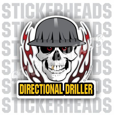 Skull With Flames - Directional Driller Drilling Boring Sticker