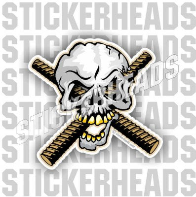 RODBUSTER - Rebar Skull - cartoon Skull Rodbuster Sticker