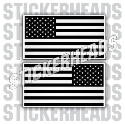 USA AMERICAN Flag Stickers - Black & White ( 2 stickers ) - USA Flag Sticker