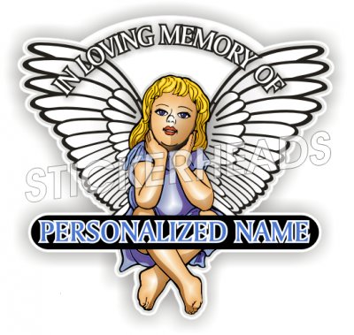 Angel child with custom name - In Memory Of Sticker