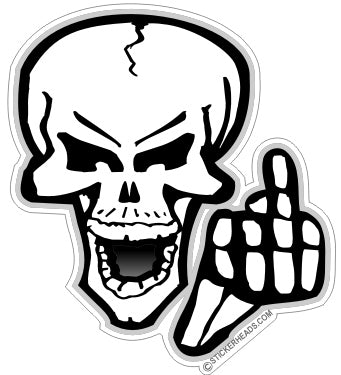 Skull Flip Off - Funny Sticker