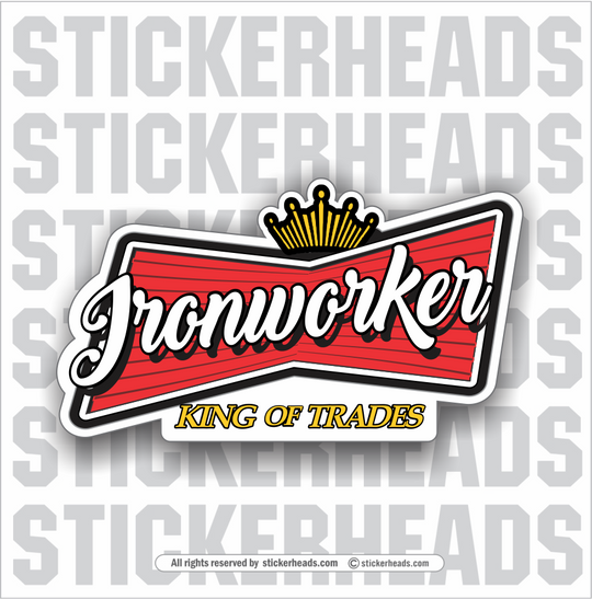 Beer Ironworker Logo - king of trades - Sticker