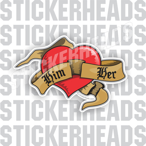 Love Heart Banner - Custom Text - Badges, Stripes & More - Sticker