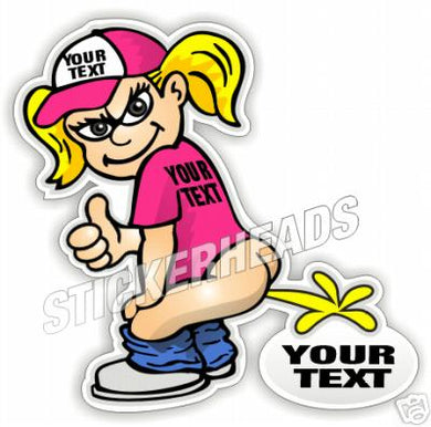 Girl Pee On Cartoon  - Funny Pee On Sticker