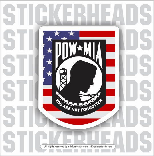 POW with USA Flag - MIA - Military Sticker
