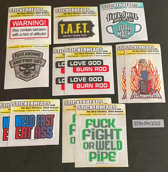 ⭕#STIX-PK 1012 ---12 -3" Sticker Pack | | Over Run Sticker Deal | | PIPEWELDER WELDER