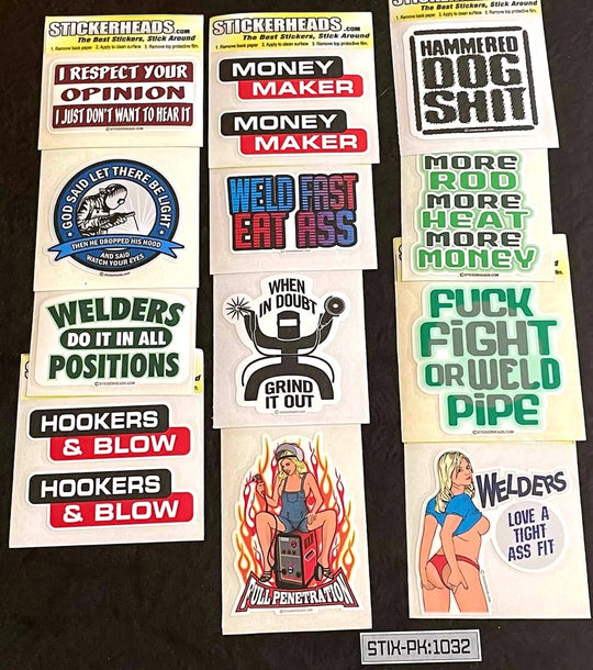 ⭕#STIX-PK 1032 -----12 -3" Sticker Pack | | Over Run Sticker Deal | | WELDER