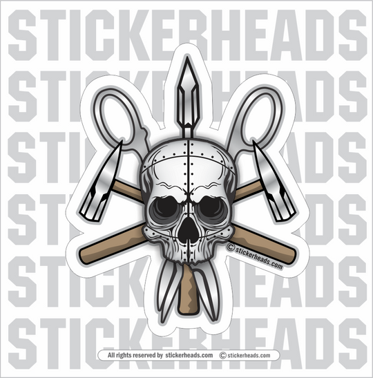 Metal SKULL With Tools - Sheet Metal Workers Sticker