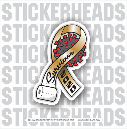 Toilet Shit Paper Ribbon Survivor - Coronavirus Covid-19 Pandemic Funny Sticker