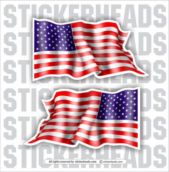 Flying American Flag ( 2 stickers Left and Right ) - USA Flag Sticker