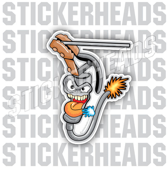 Stick Weld Welder cartoon toon face - welding weld sticker