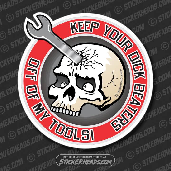 Dick Beaters - Skull With Forehead Wrench -  Mechanic Mechanics Sticker