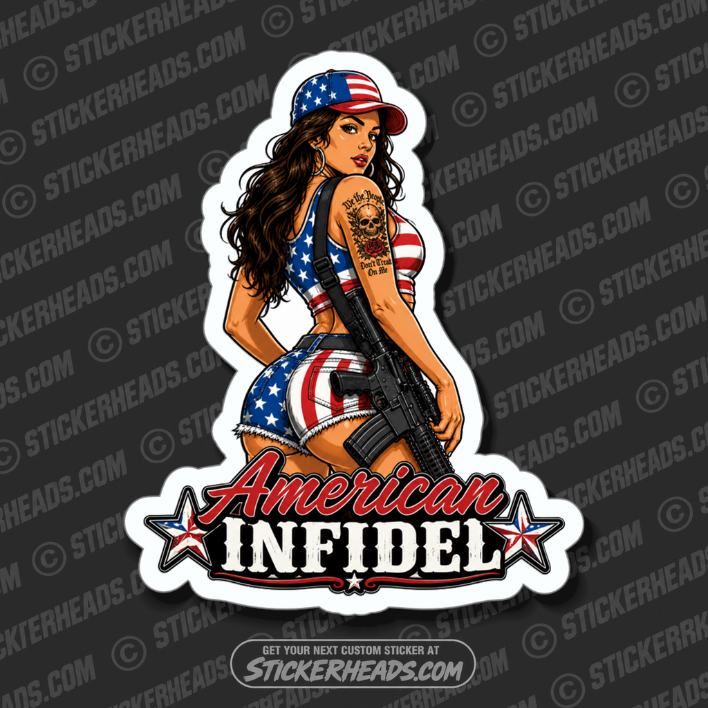 AMERICAN INFIDEL - SEXY CHICK AR15 - GUN funny sticker