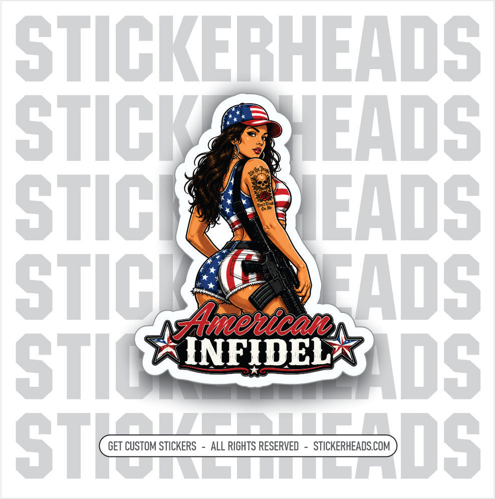 AMERICAN INFIDEL - SEXY CHICK AR15 - GUN funny sticker