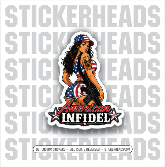 AMERICAN INFIDEL - SEXY CHICK AR15 - GUN funny sticker