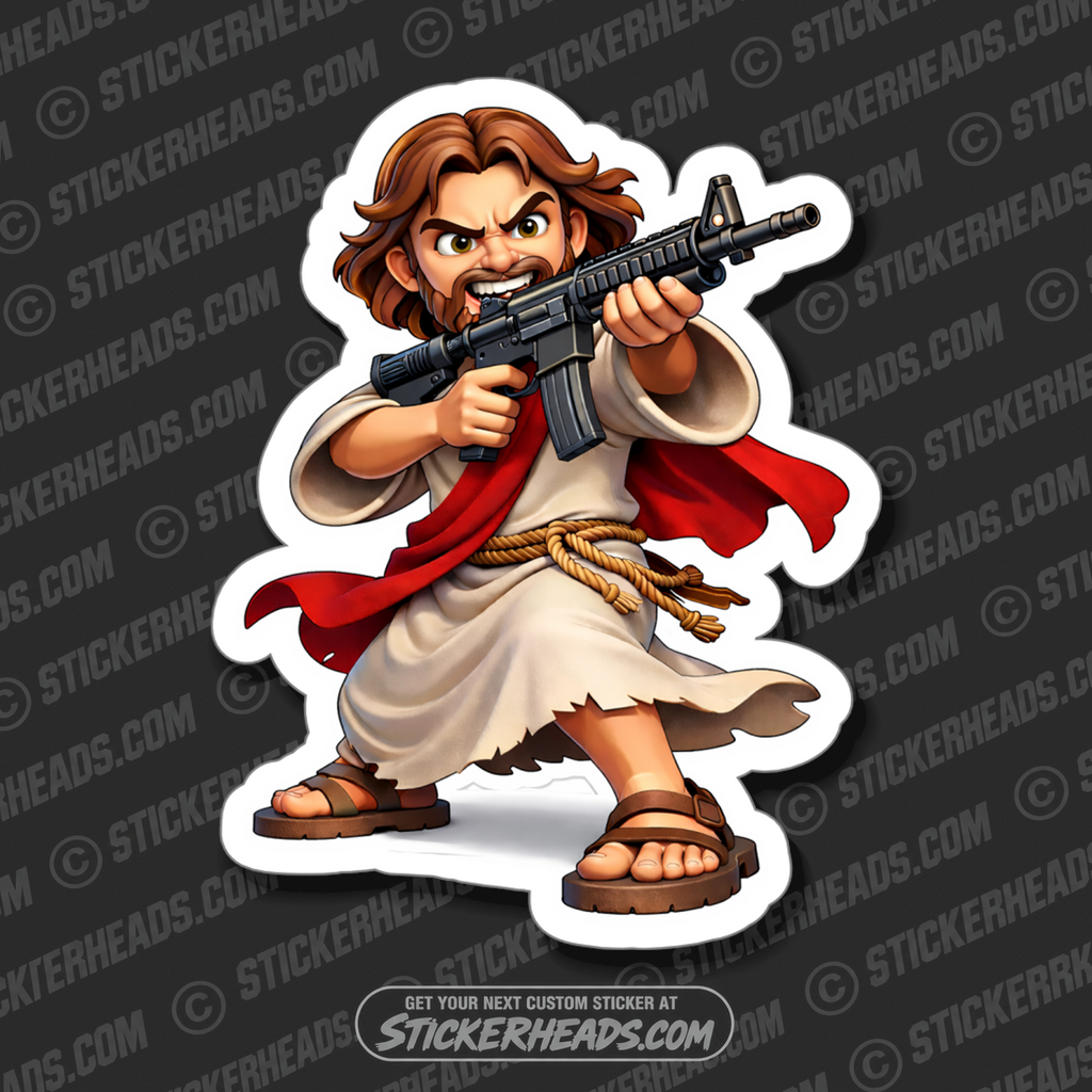 BITTERLY CLINGING AR15 JESUS - Misc Funny Sticker