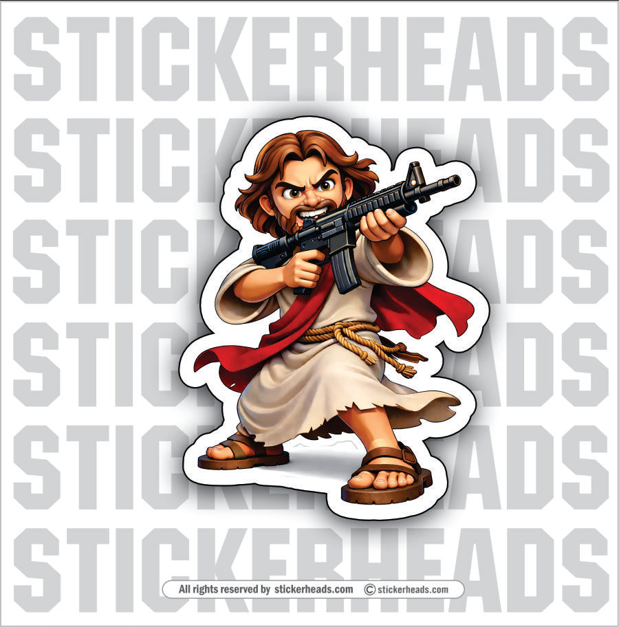 BITTERLY CLINGING AR15 JESUS - Misc Funny Sticker