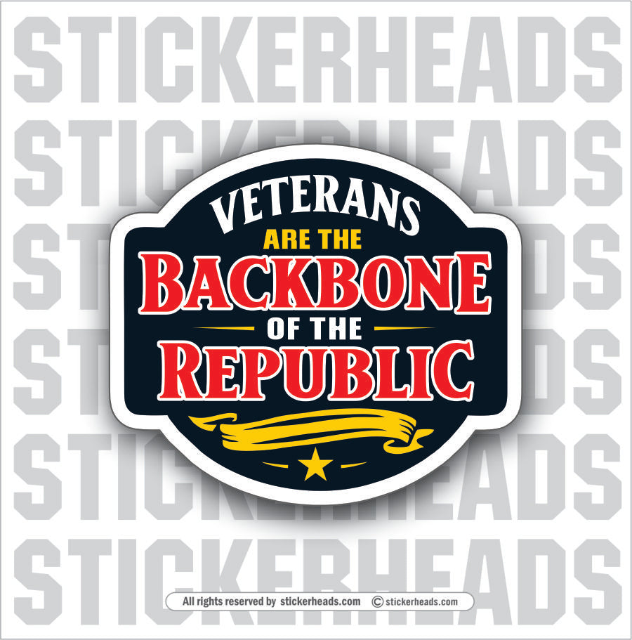 BACKONE OF THE REPUBLIC - VERERAN - Military Sticker