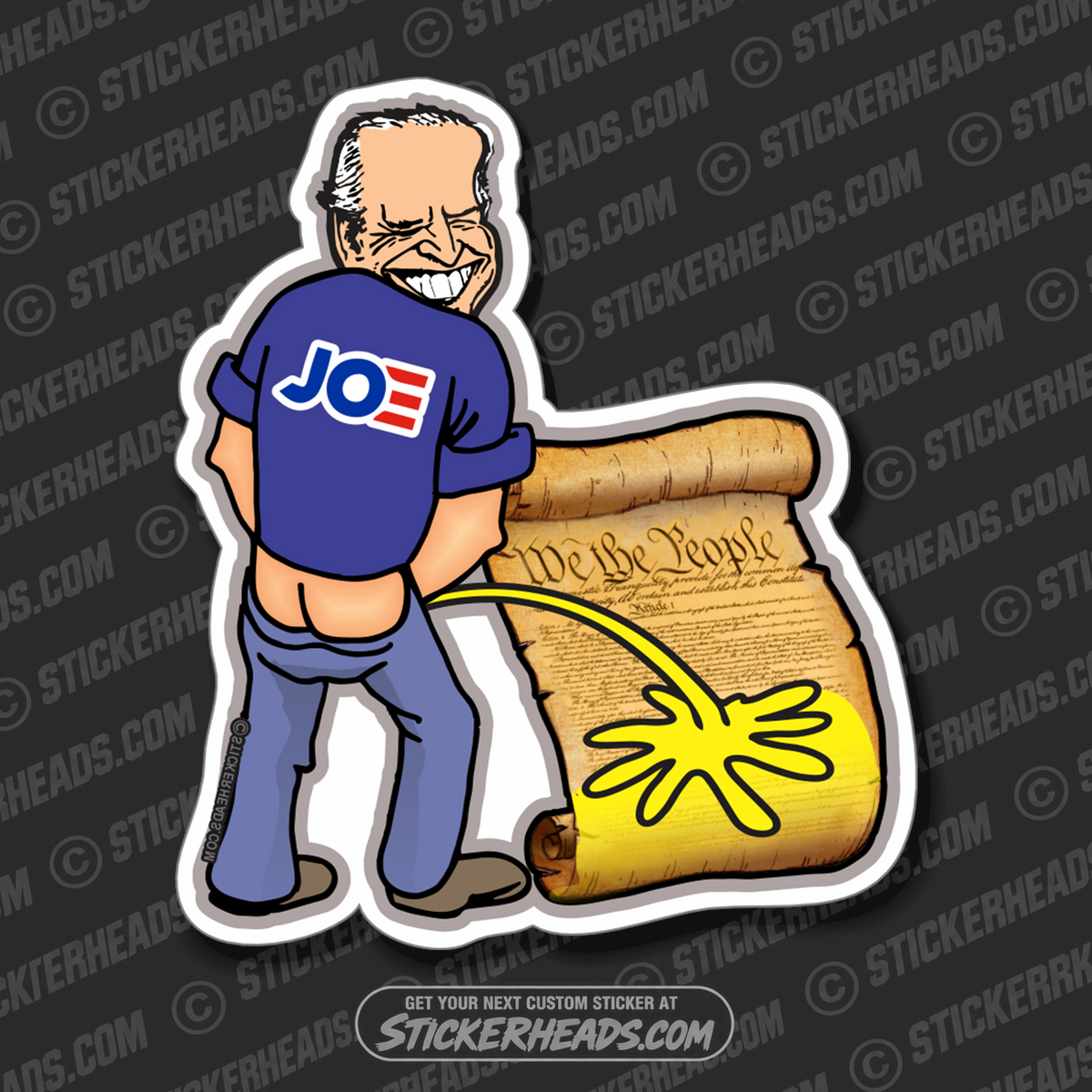 Biden Pee Piss On Constitution - Anti Biden  Political Sticker